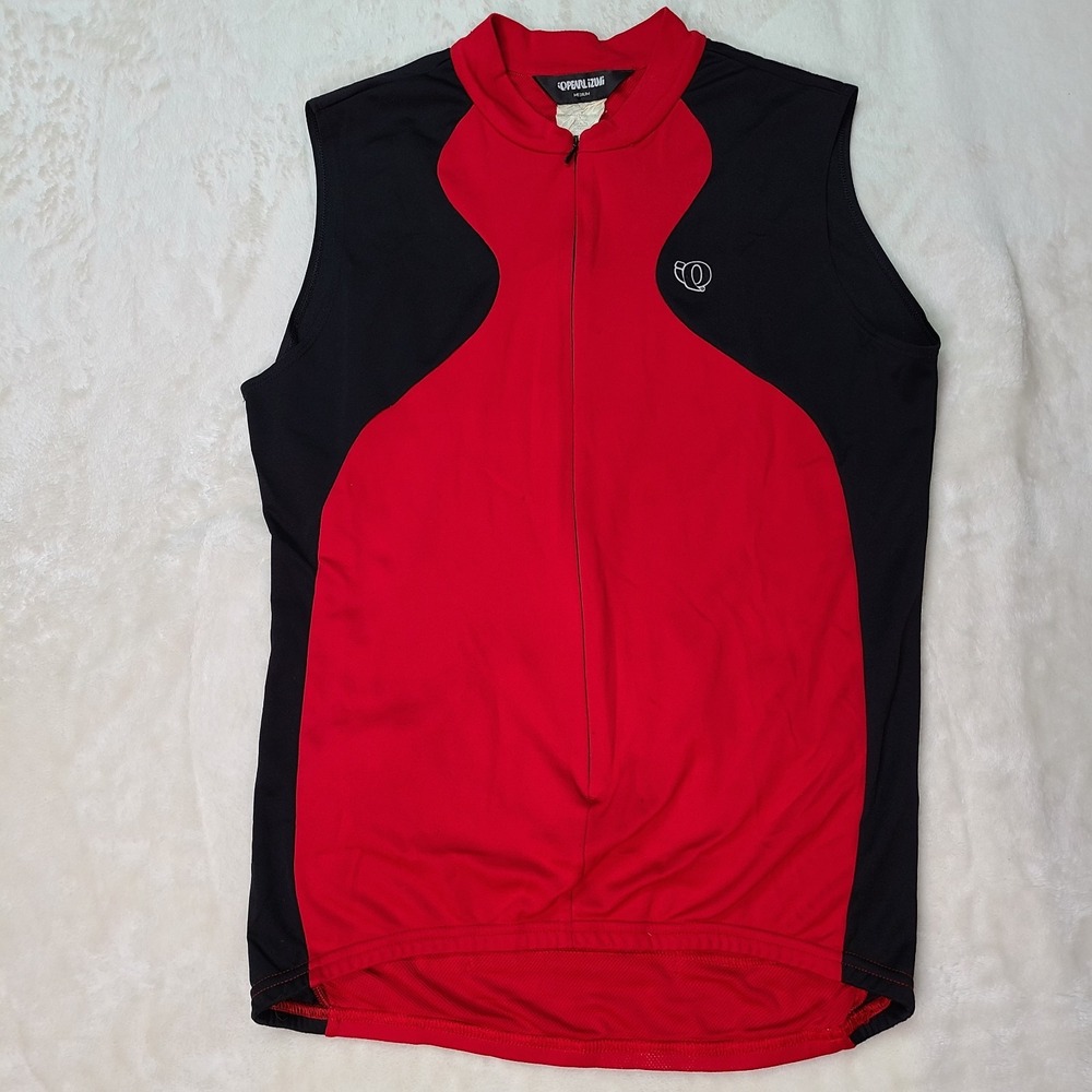 Pearl Izumi Mens Quest Sleeveless Cycling Jersey Medium Red Black Zip Pockets